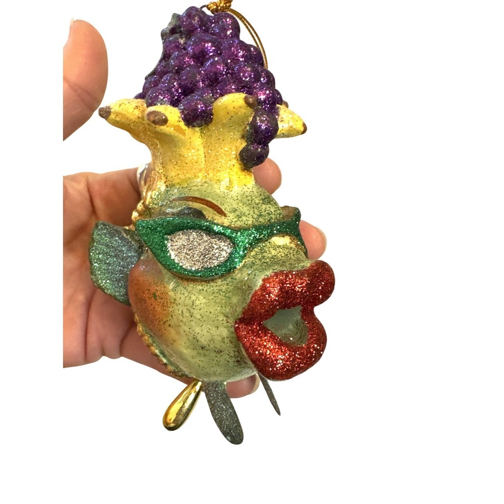 Katherine's Collection Ornament Glitter Fish Kissing Chiquita Banana Christmas